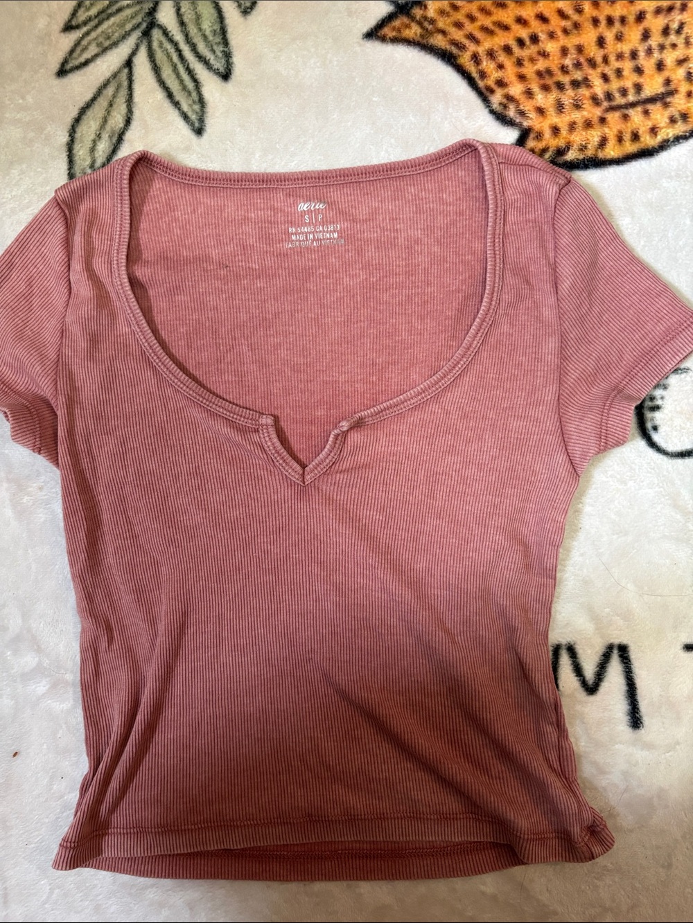aerie Ribbed Short Sleeve Scoop Top - Dusty Rose Mauve